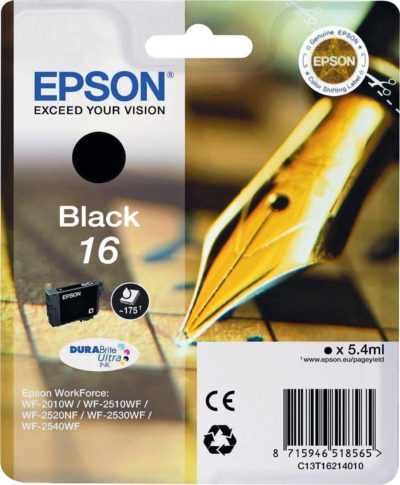 Epson DURABrite Ultra 16 Black Ink Cartridge (C13T16214010) Epson DURABrite Ultra 16 Black Ink Cartridge (C13T16214010)